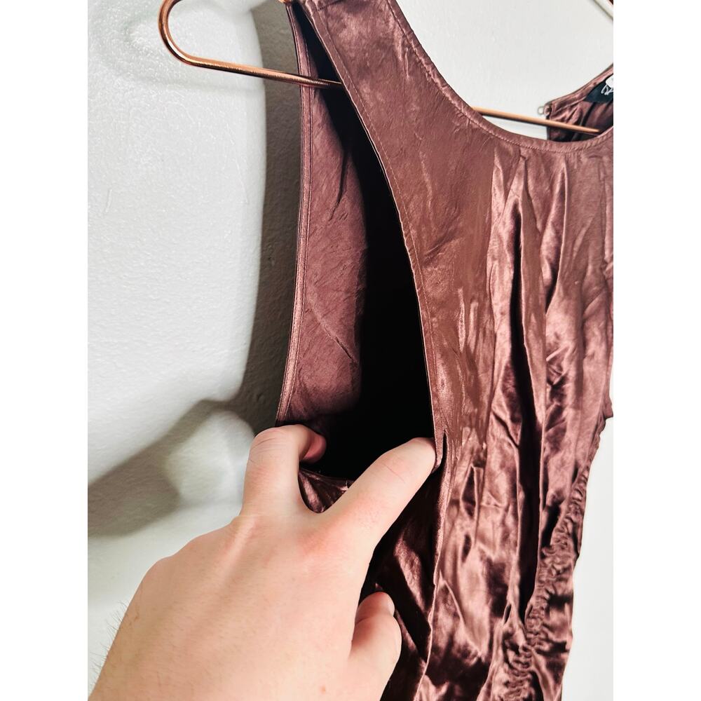 RAILS Women's Brown Satin Gabriella Sleeveless Slip Style Midi Dress Size XS - Picture 8 of 12